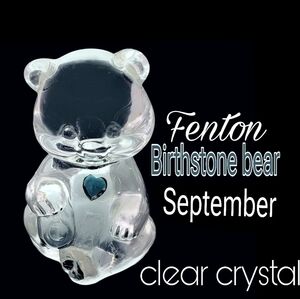 Vintage Fenton Clear Crystal September Birthstone Bear